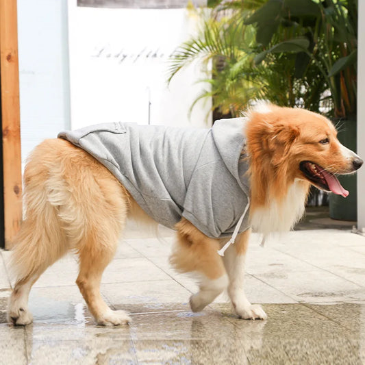 Fleece Pet Hoodie for Large Dogs – With Hat & Zip Pocket