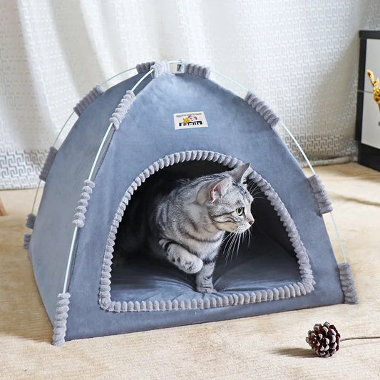 Foldable Pet Tent & Cat House – Breathable Four-Season Nest
