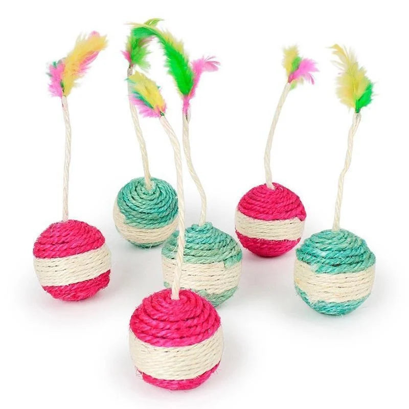 Sisal Rope Ball Cat Toy – Interactive Scratch & Play for Kittens