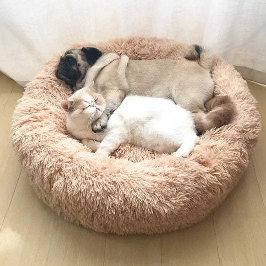 Round Plush Pet Bed – Soft Donut Bed for Cats & Dogs (40–90cm)