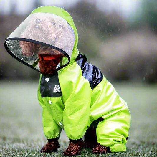 Dog Raincoat – Face Print Waterproof Hoodie-Style Jacket