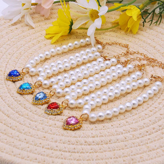 Cat Pearl Necklace – Adjustable Summer Collar for Kittens & Cats