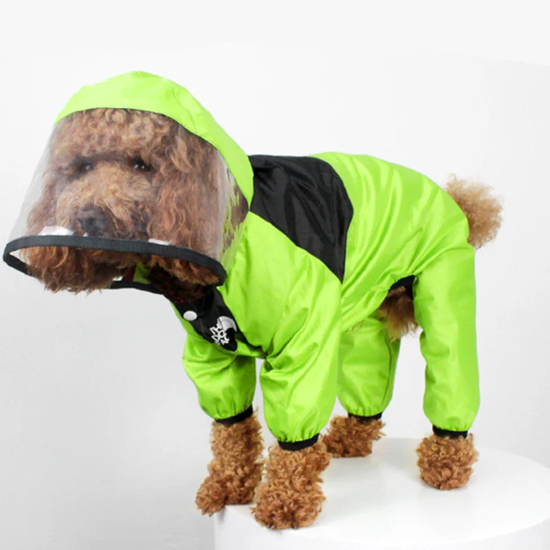 Dog Raincoat – Face Print Waterproof Hoodie-Style Jacket