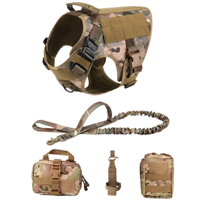 Tactical Military Dog Harness & Leash Set – Heavy-Duty Training Vest