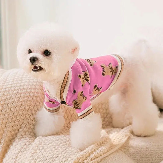Luxury Striped Pet Cardigan – Cotton Sweater for Small Dogs & Cats