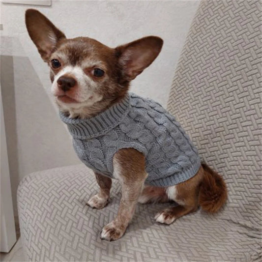 Classic Knit Dog Sweater – Warm Pullover for Small Breeds