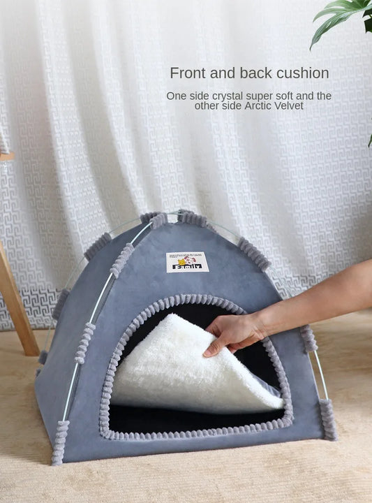 Foldable Pet Tent & Cat House – Breathable Four-Season Nest