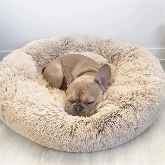 Round Plush Pet Bed – Soft Donut Bed for Cats & Dogs (40–90cm)