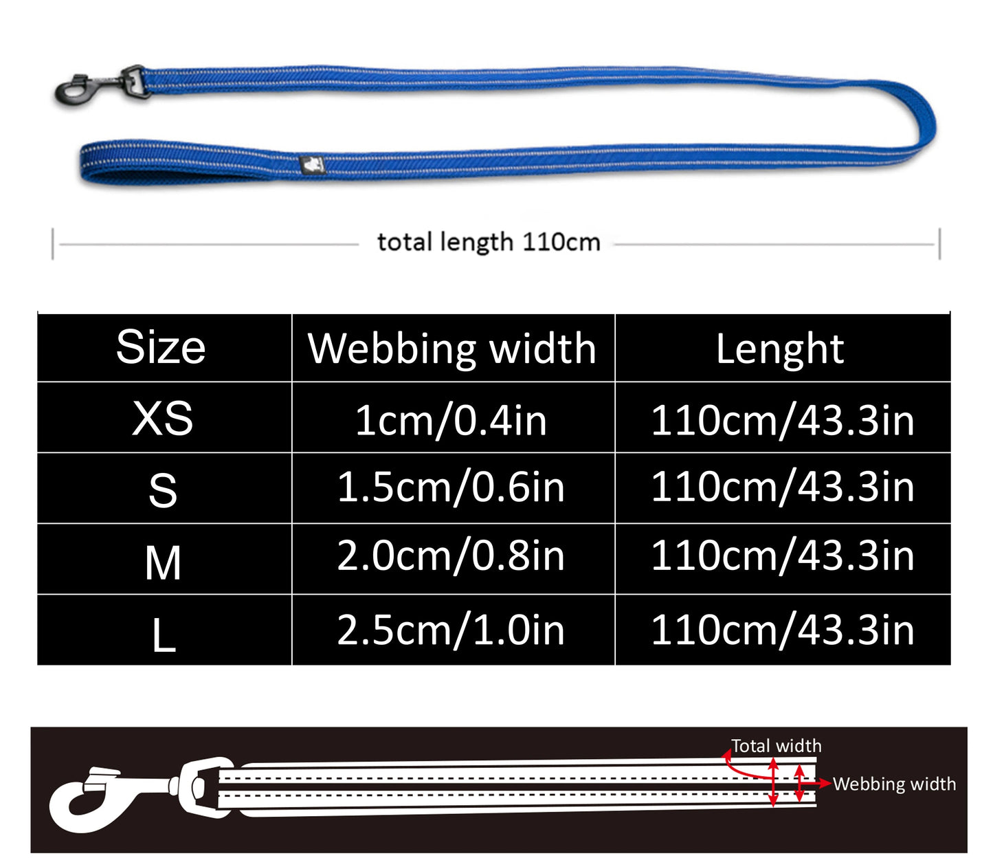 Reflective Soft Mesh Dog Leash – 110cm Padded Training Lead