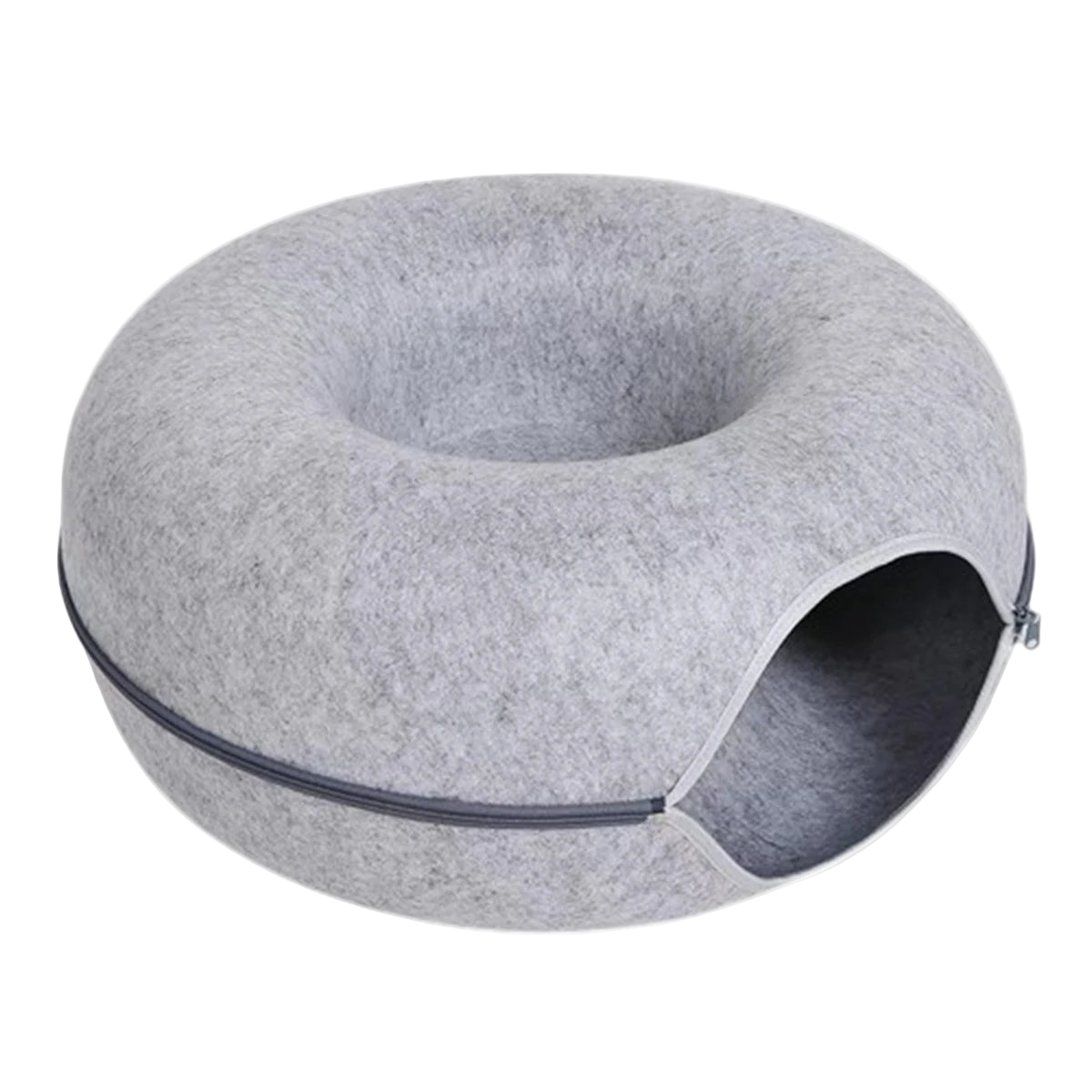 2-in-1 Felt Donut Cat Bed with Tunnel – Hideout & Nest