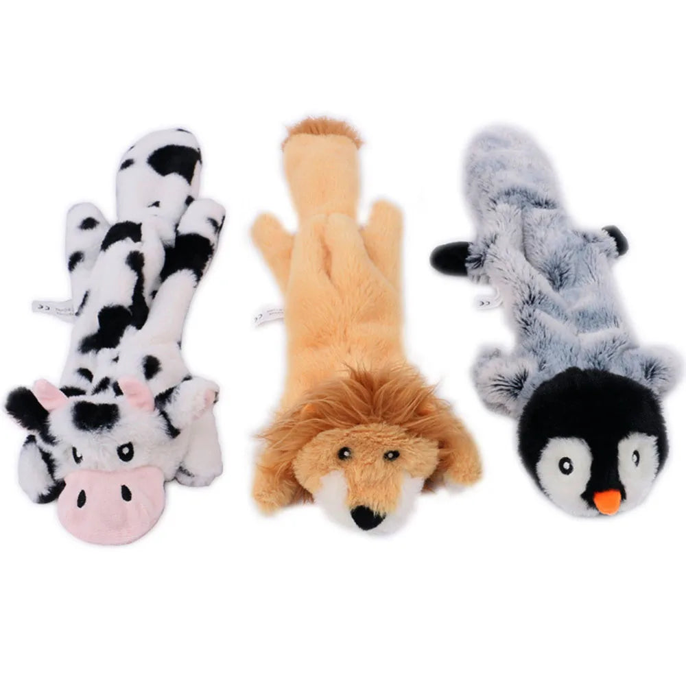 No-Stuffing Animal Dog Toy – Squeaky Plush with Crinkle Sound