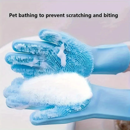 Magic Silicone Pet Grooming & Bathing Glove – Hair Removal & Scrubber
