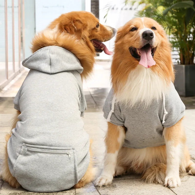 Fleece Pet Hoodie for Large Dogs – With Hat & Zip Pocket