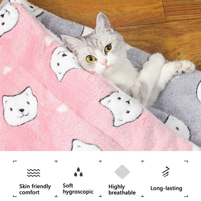 All-Season Thick Pet Bed – Soft Flannel Nest Cushion for Cats & Medium Dogs