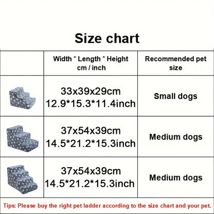 3/4-Step Foam Dog Stairs – Non-Slip Ramp for Beds & Sofas
