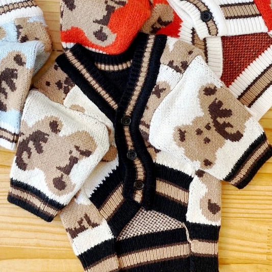Luxury Striped Pet Cardigan – Cotton Sweater for Small Dogs & Cats