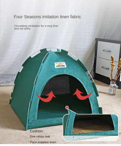 Foldable Pet Tent & Cat House – Breathable Four-Season Nest