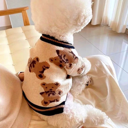 Luxury Striped Pet Cardigan – Cotton Sweater for Small Dogs & Cats