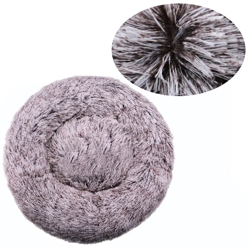 Round Plush Pet Bed – Soft Donut Bed for Cats & Dogs (40–90cm)