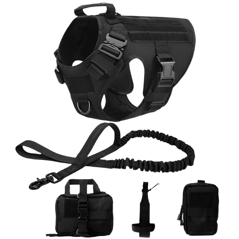 Tactical Military Dog Harness & Leash Set – Heavy-Duty Training Vest