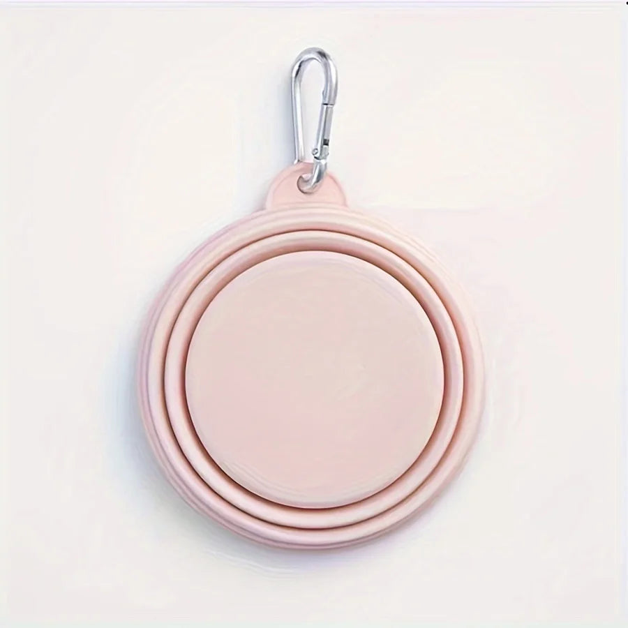 Compact Travel Pet Bowl – Hanging Silicone Dish for Dogs & Cats