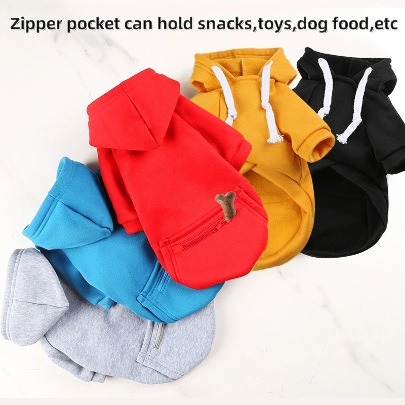Fleece Pet Hoodie for Large Dogs – With Hat & Zip Pocket