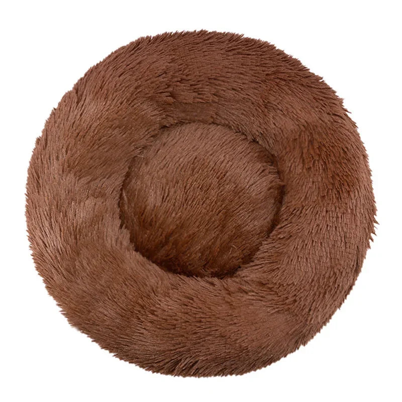 Round Plush Pet Bed – Soft Donut Bed for Cats & Dogs (40–90cm)