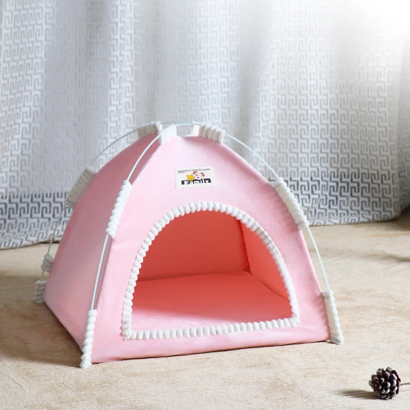 Foldable Pet Tent & Cat House – Breathable Four-Season Nest