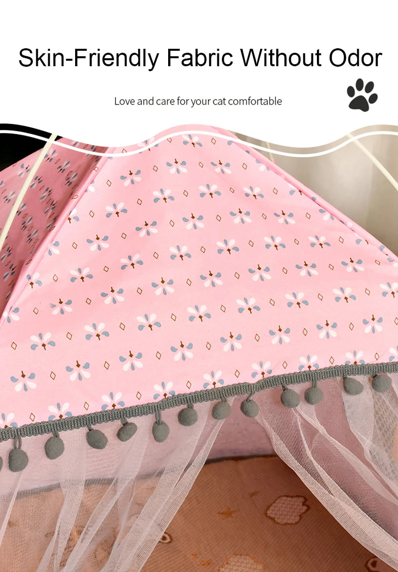 Semi-Enclosed Flower Pet Tent Bed – Cozy Nest for Cats & Small Dogs