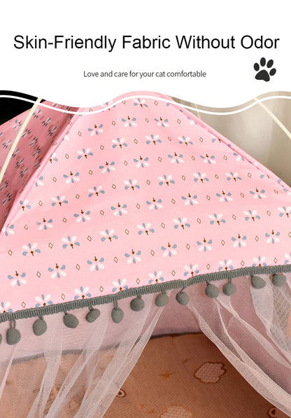 Semi-Enclosed Flower Pet Tent Bed – Cozy Nest for Cats & Small Dogs