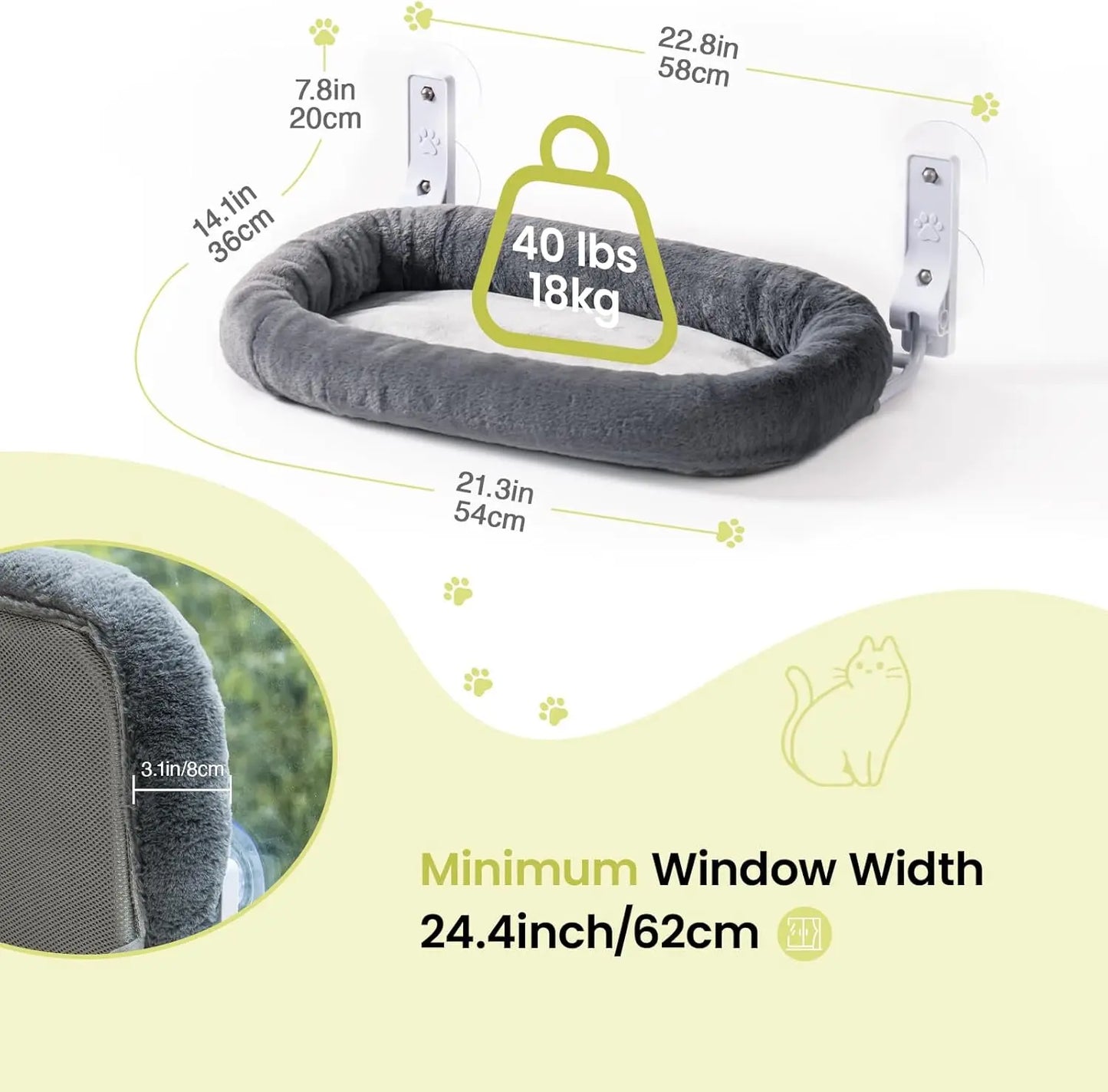 Foldable Cat Window Perch – Strong Suction Hammock with Cushion