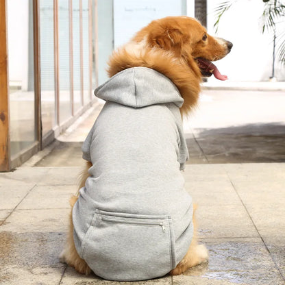 Fleece Pet Hoodie for Large Dogs – With Hat & Zip Pocket