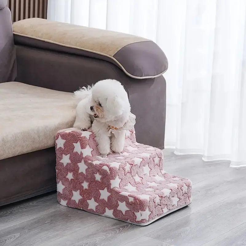 3/4-Step Foam Dog Stairs – Non-Slip Ramp for Beds & Sofas
