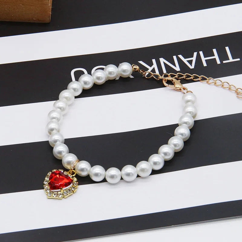 Cat Pearl Necklace – Adjustable Summer Collar for Kittens & Cats