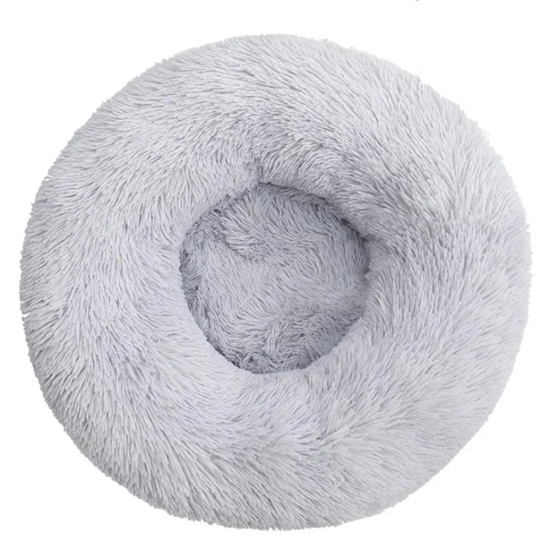 Round Plush Pet Bed – Soft Donut Bed for Cats & Dogs (40–90cm)
