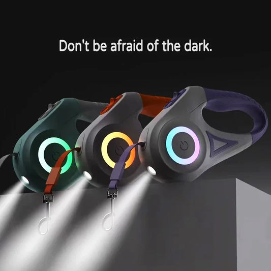 LED Retractable Dog Leash – Lighted Safety Leash, 3m/5m