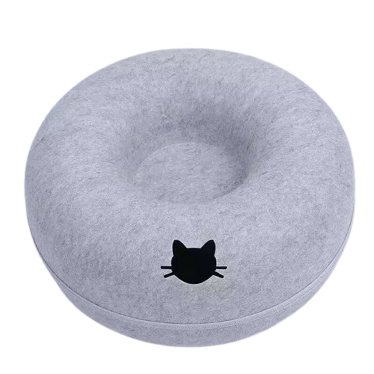 2-in-1 Felt Donut Cat Bed with Tunnel – Hideout & Nest