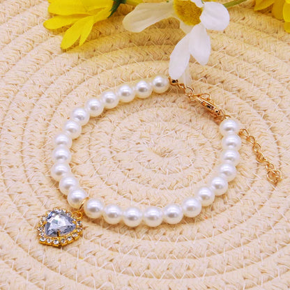 Cat Pearl Necklace – Adjustable Summer Collar for Kittens & Cats