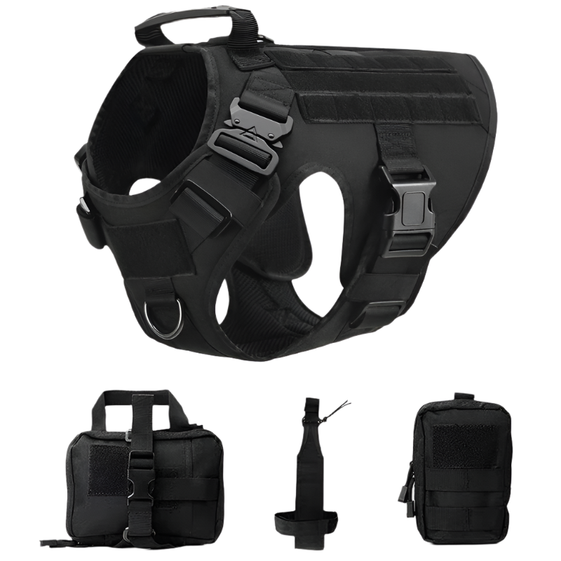 Tactical Military Dog Harness & Leash Set – Heavy-Duty Training Vest