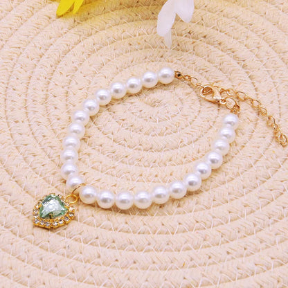 Cat Pearl Necklace – Adjustable Summer Collar for Kittens & Cats