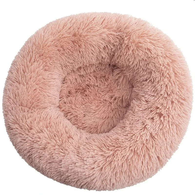 Round Plush Pet Bed – Soft Donut Bed for Cats & Dogs (40–90cm)