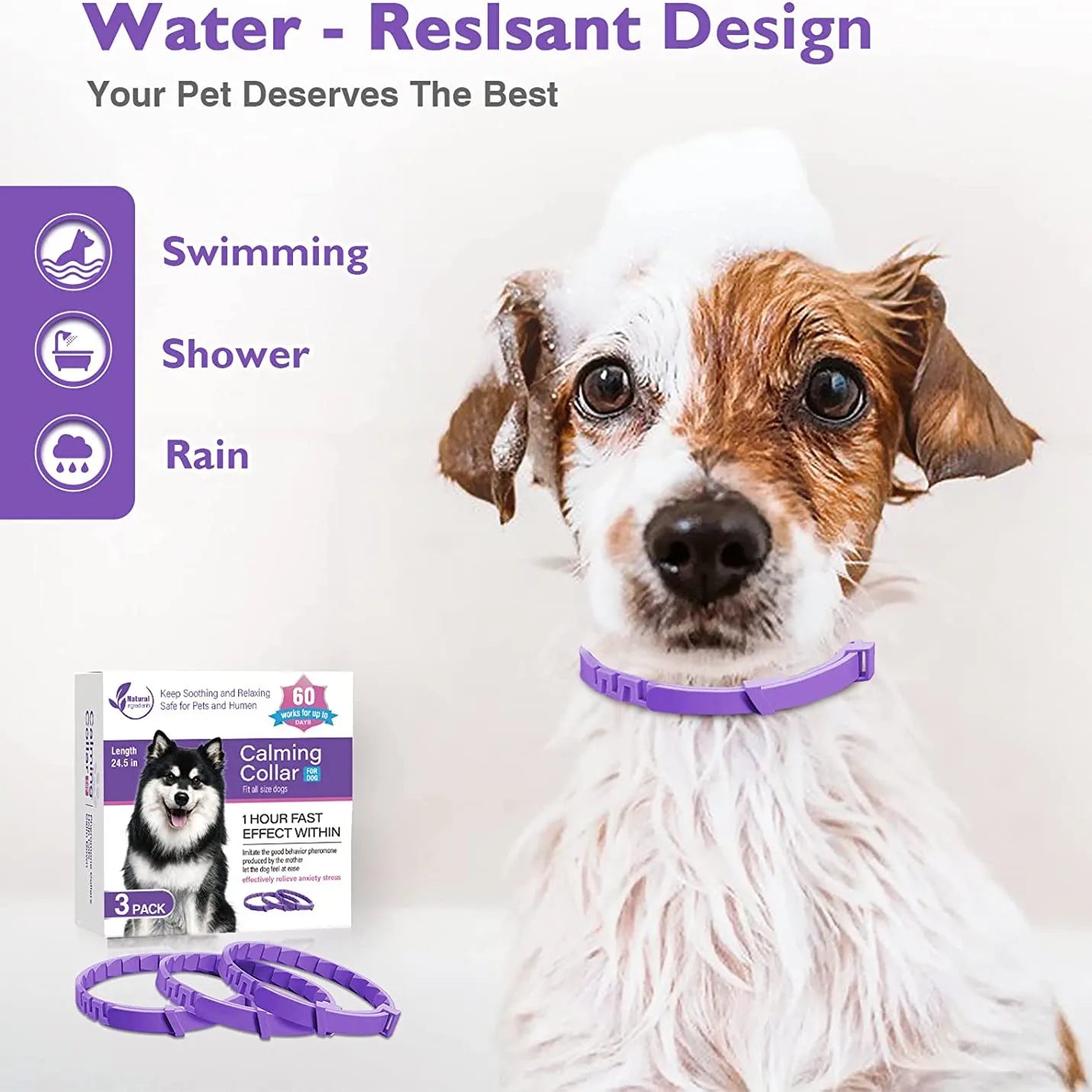 Adjustable Pet Calming Collar – Lavender & Chamomile for Anxiety Relief