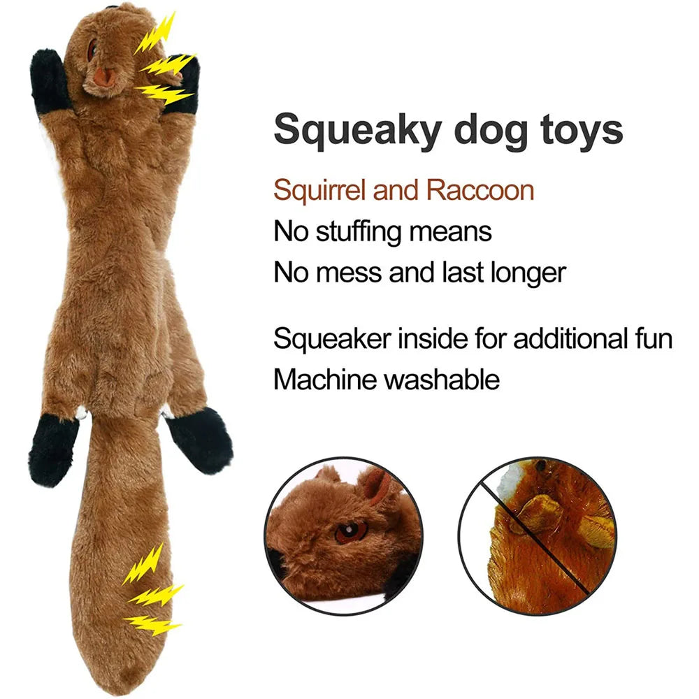 No-Stuffing Animal Dog Toy – Squeaky Plush with Crinkle Sound
