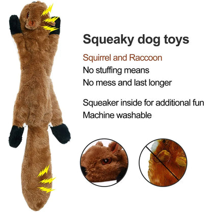 No-Stuffing Animal Dog Toy – Squeaky Plush with Crinkle Sound
