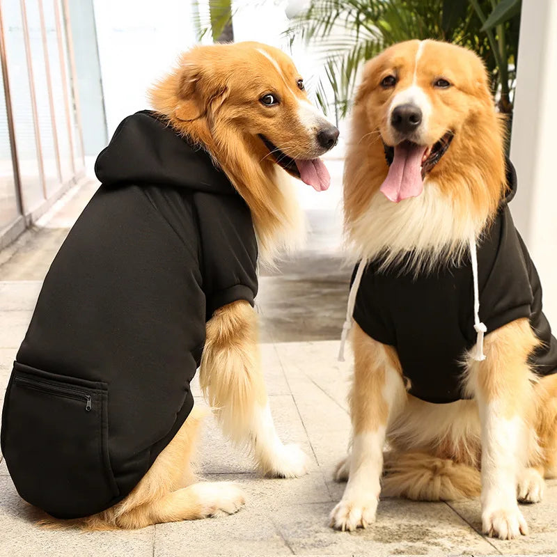 Fleece Pet Hoodie for Large Dogs – With Hat & Zip Pocket