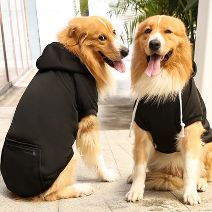Fleece Pet Hoodie for Large Dogs – With Hat & Zip Pocket