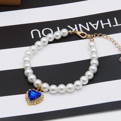 Cat Pearl Necklace – Adjustable Summer Collar for Kittens & Cats