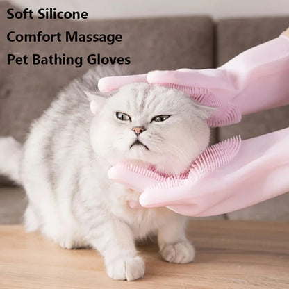Magic Silicone Pet Grooming & Bathing Glove – Hair Removal & Scrubber