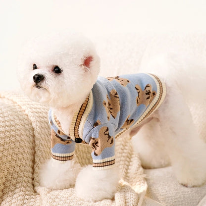 Luxury Striped Pet Cardigan – Cotton Sweater for Small Dogs & Cats