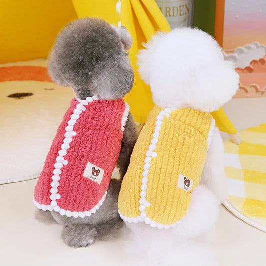 Cozy Striped Fleece Jacket – Winter Coat for Small Dogs & Cats
